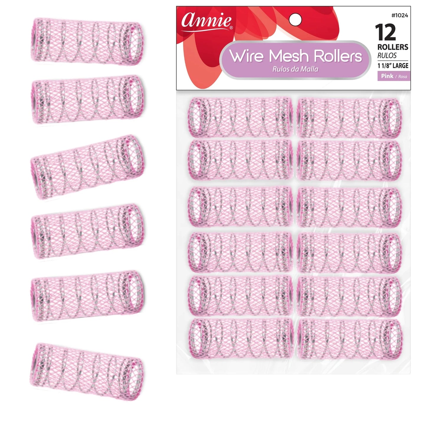 Annie Wire Mesh Rollers Small 11/16in, 12 Count Hair Curlers, Yellow