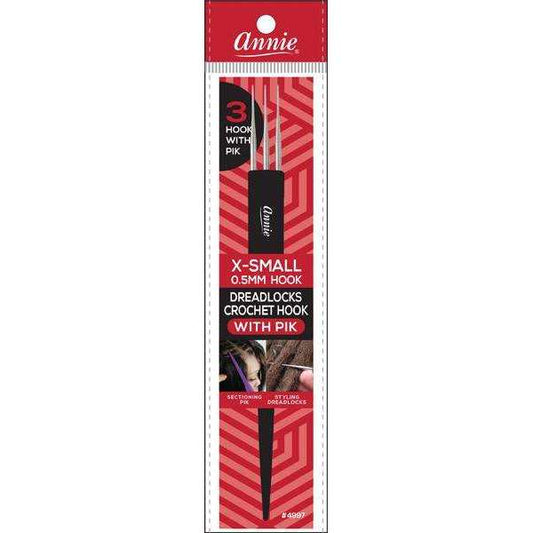 Annie Dreadlocks Crotchet Needle, 3-Hook (0.5mm) with Pik