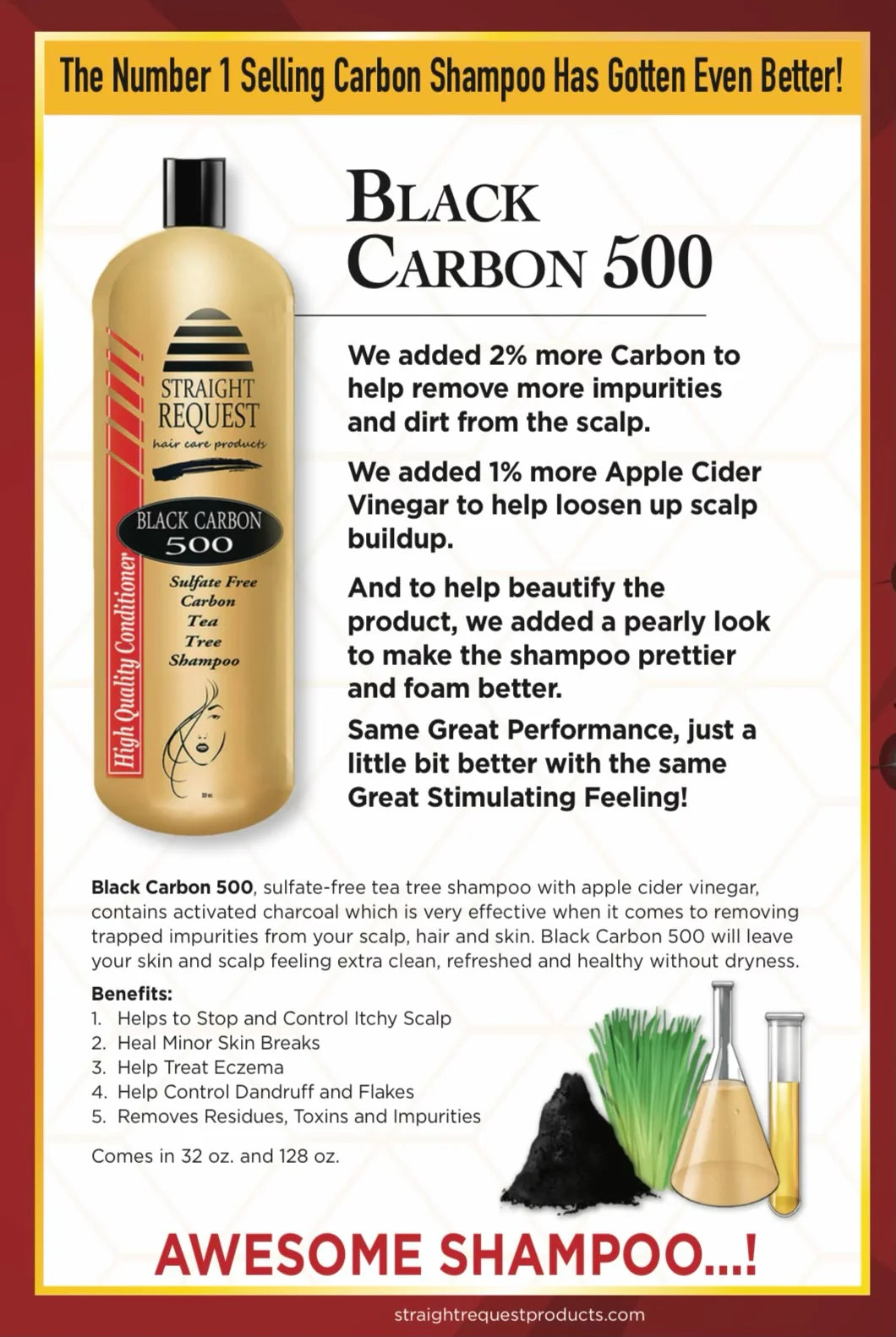 Straight Request Black Carbon 500 Sulfate Free Carbon Tea Tree Shampoo