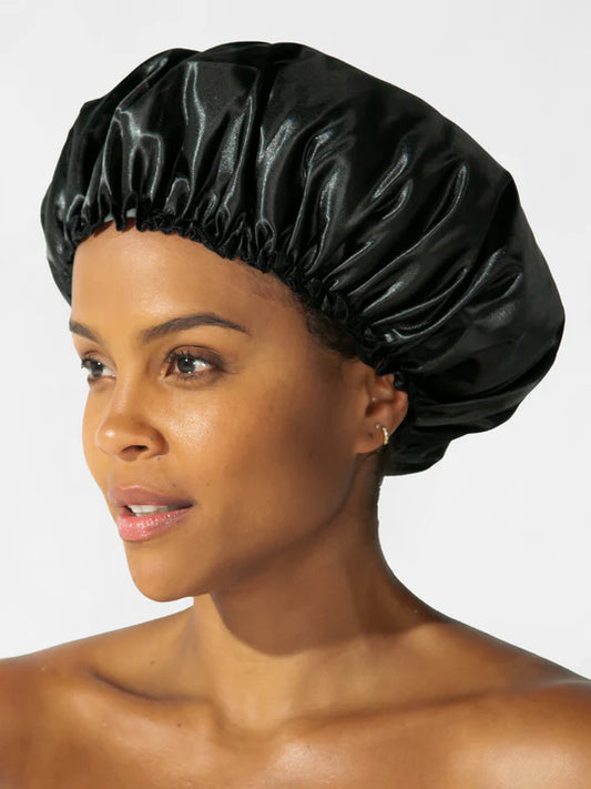 Betty Dain #620 Satin Curl Cap Black
