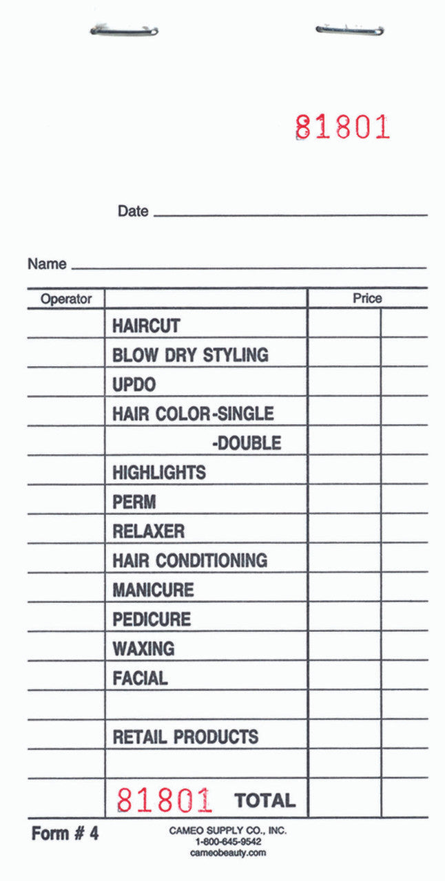 Cameo #4 Deluxe Receipt Book 100pp White 3" x 6¾"