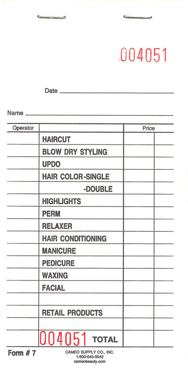 Cameo #7 Duplicate Receipt Book 100pp 3¼" x 6¼"