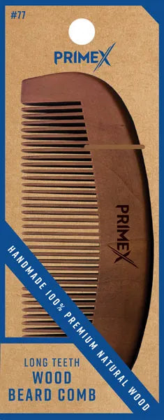 PrimeX Long Teeth Wood Beard Comb
