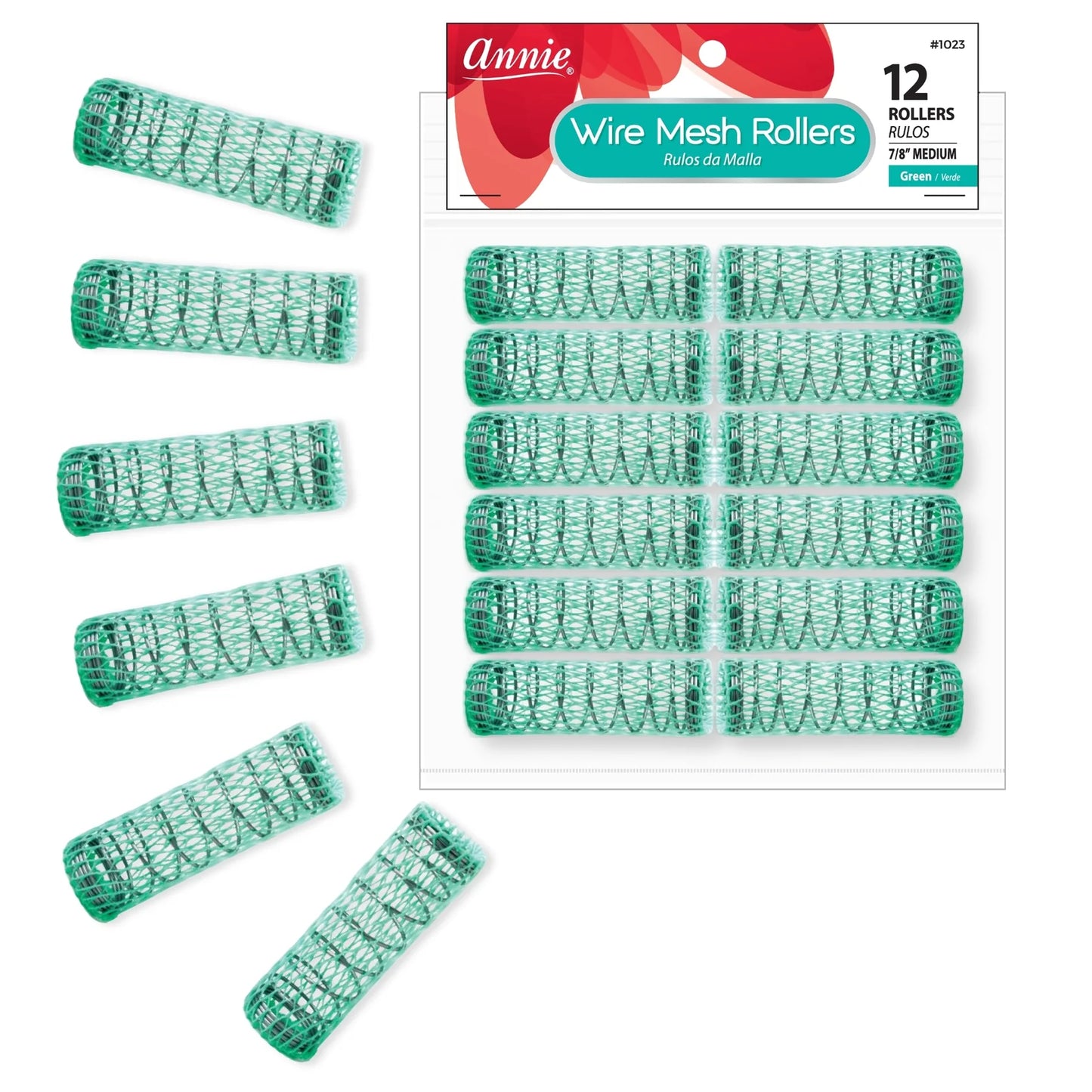 Annie Wire Mesh Rollers Small 11/16in, 12 Count Hair Curlers, Yellow