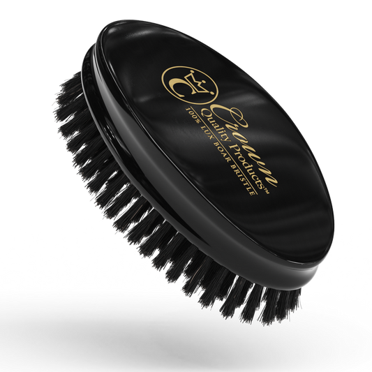 Crown Quality Brush Classic Military Palm/Beard Brush Onyx Black 100% Medium Soft Boar Bristle