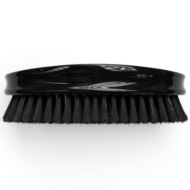 Crown Quality Brush Classic Military Palm/Beard Brush Onyx Black 100% Medium Soft Boar Bristle