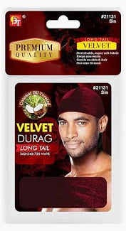 Beauty Town International Premium Quality Coconut Oil Treated Velvet Durag with Long Tail